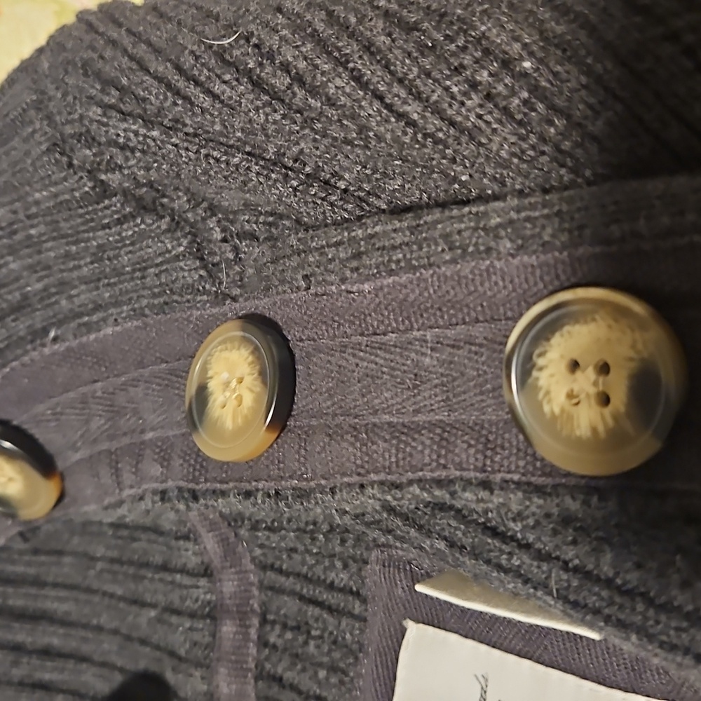 H&M Black Ribbed Button-Front Cardigan Jacket - Picture 3 of 5
